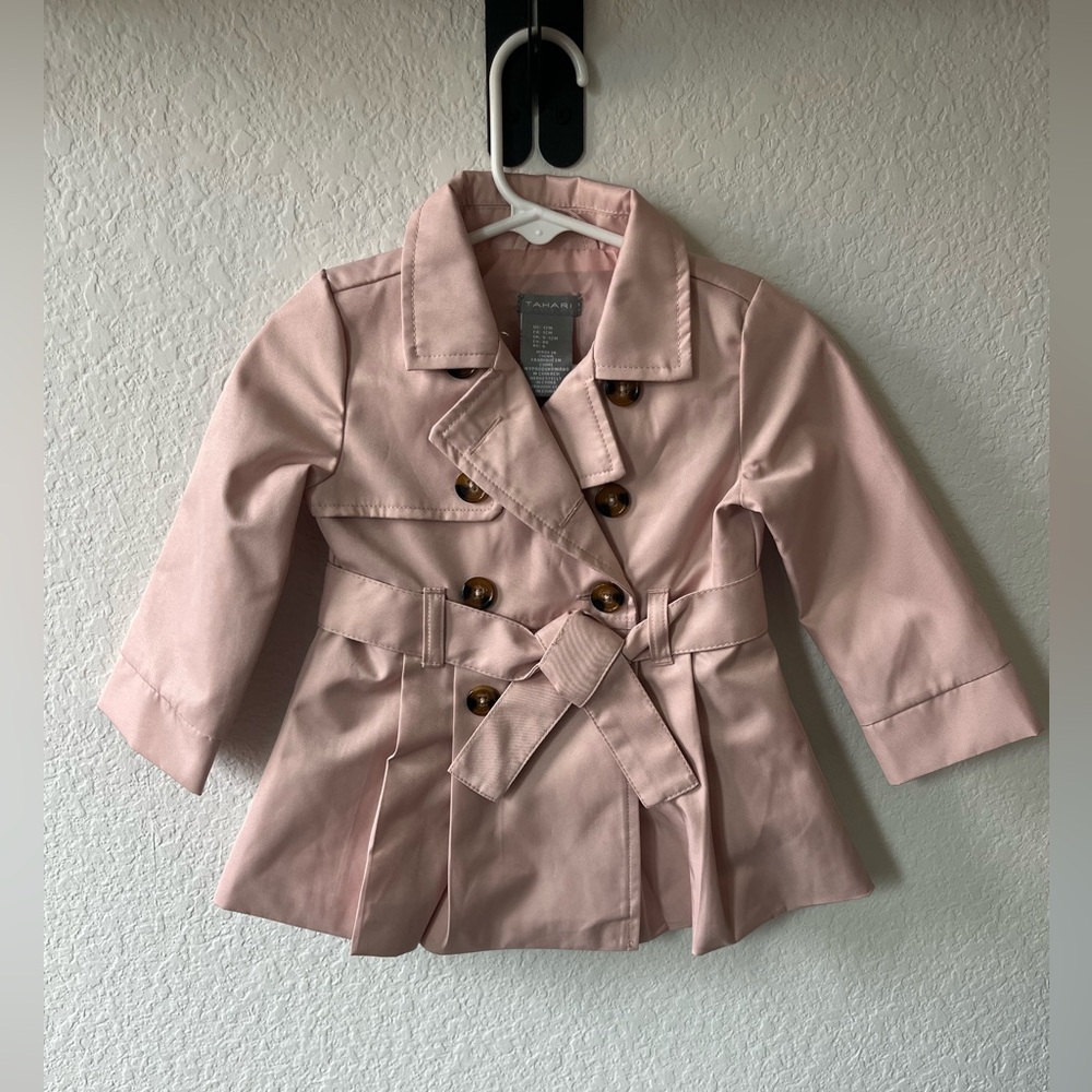 Pink Double-Breasted Baby Girl Coat
